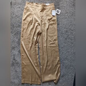 Satin beige wide leg pants